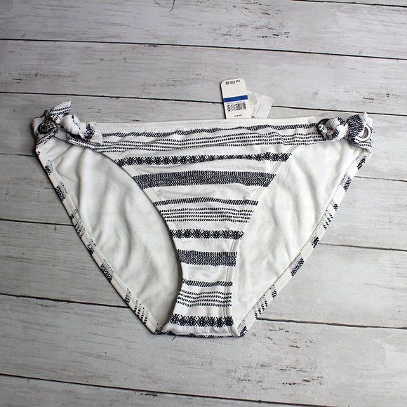 Tommy Bahama Women's Bikini Swim Bottoms Size XL White Black Stripe - Picture 1 of 5